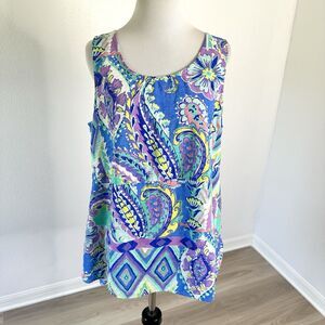 Escape By Habitat Cloths Tank Top Womens Medium M Blue Floral Sleeveless Top